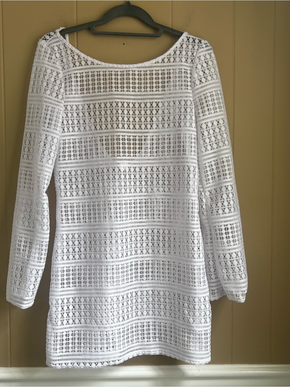 Ninety-Nine White Crochet Lace Swim Cover-Up Dress |Size S | Beach Vacation Boho